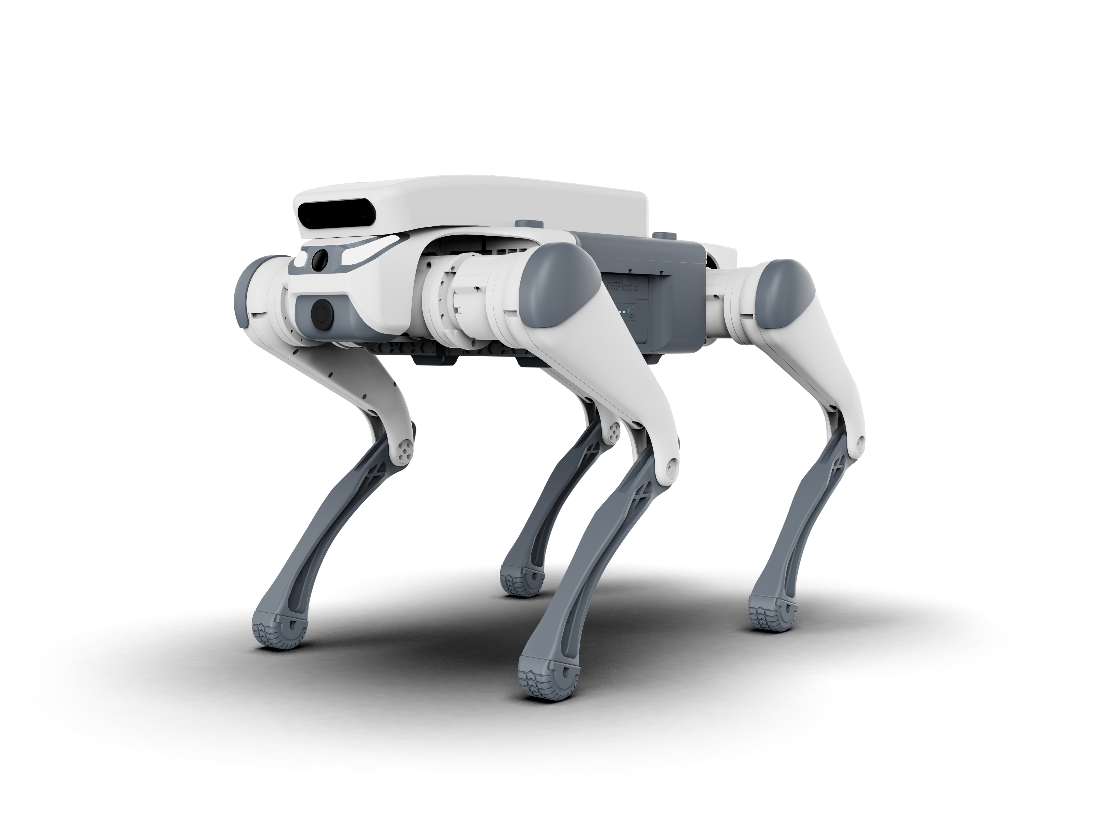DEEP Robotics Lite3 Pro quadruped robot, a white and grey robotic dog, designed for industrial inspection, research, and education. It features advanced mobility, autonomous navigation with obstacle avoidance, and modular expansion capabilities for diverse applications.