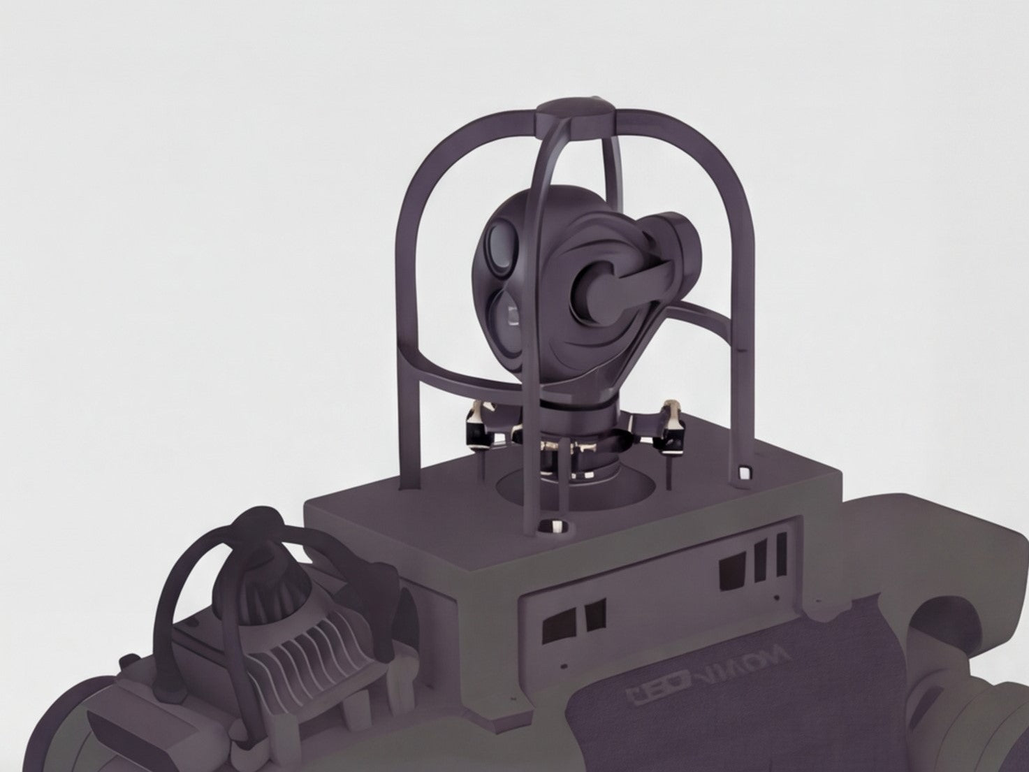 A close-up view of the DEEP Robotics Lite3 quadruped robot's stabilized multi-axis gimbal camera, designed for smooth video capture, visual inspection, and real-time monitoring. This camera system supports advanced perception features such as obstacle detection, visual following, and autonomous navigation, making it suitable for industrial, research, and public safety applications.