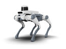 A DEEP Robotics Lite3 quadruped robot, white and grey, featuring a prominent black and silver LiDAR sensor on its back, demonstrating advanced capabilities for autonomous navigation, environmental perception, inspection, research, and education in challenging environments.