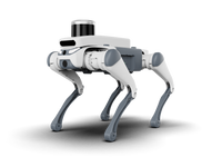 A DEEP Robotics Lite3 quadruped robot, white and grey, featuring a prominent black and silver LiDAR sensor on its back, demonstrating advanced capabilities for autonomous navigation, environmental perception, inspection, research, and education in challenging environments.