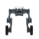 A DEEP Robotics Lynx M20 Pro wheel-legged quadruped robot in a front-facing view. This industrial-grade, all-terrain robot is designed for autonomous navigation, inspection, and emergency response in hazardous and unstructured environments. It features a hybrid locomotion system, LiDAR, and wide-angle cameras for 360-degree environmental perception and omnidirectional obstacle avoidance.