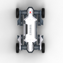 Top-down view of the DEEP Robotics Lynx M20 Pro, a rugged wheel-legged quadruped robot designed for industrial inspection, logistics, and scientific research in challenging environments. It features IP66 protection, LiDAR for autonomous navigation, and a 15 kg payload capacity.