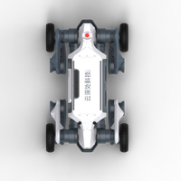 Top-down view of the DEEP Robotics Lynx M20 Pro, a rugged wheel-legged quadruped robot designed for industrial inspection, logistics, and scientific research in challenging environments. It features IP66 protection, LiDAR for autonomous navigation, and a 15 kg payload capacity.