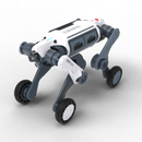A white and grey DEEP Robotics Lynx M20 Pro wheeled-legged quadruped robot, designed for industrial inspection and extreme environments. The robot features a hybrid mobility system, LiDAR for 360-degree perception, wide-angle cameras, and is IP66 rated for dust and water resistance, demonstrating advanced autonomous navigation capabilities.