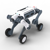 A white and grey DEEP Robotics Lynx M20 Pro wheeled-legged quadruped robot, designed for industrial inspection and extreme environments. The robot features a hybrid mobility system, LiDAR for 360-degree perception, wide-angle cameras, and is IP66 rated for dust and water resistance, demonstrating advanced autonomous navigation capabilities.