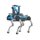 A blue DEEP Robotics X30 Pro quadruped robot, configured for education and research, stands on a black background. It features advanced sensors like cameras and is designed for autonomous navigation and traversing complex terrains, ideal for teaching robotics fundamentals and developing locomotion algorithms.